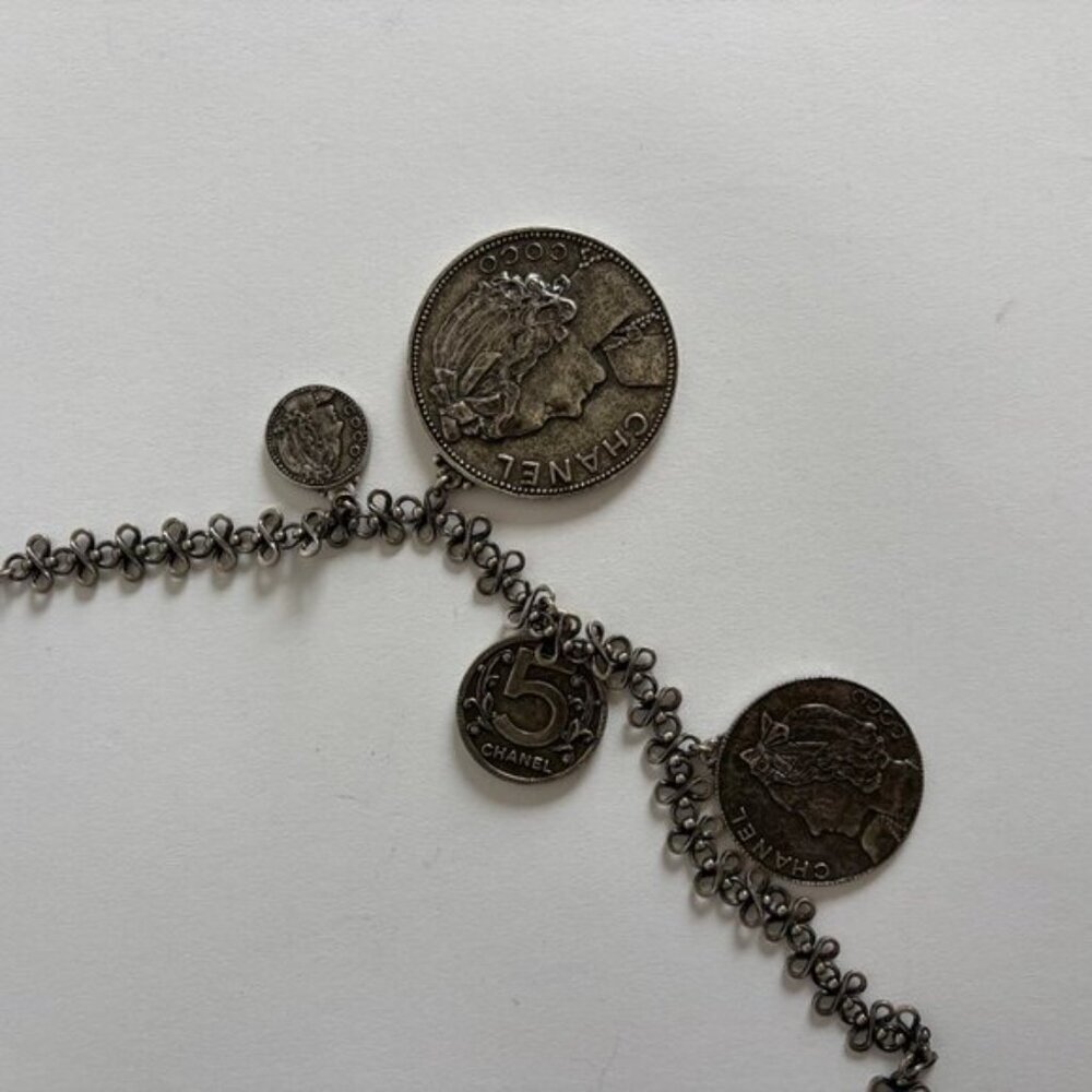 CHANEL 2003 ARCHIVE SILVER COINS NECKLACE BELT - Picture 8 of 10
